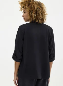 Lightweight crepe open casual jacket