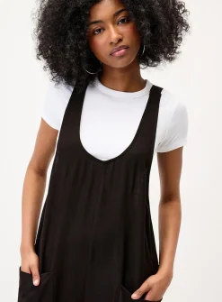 Linen-blend barrel-leg bodysuit