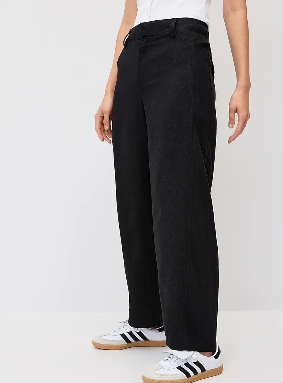 Linen-blend barrel-leg dress pant