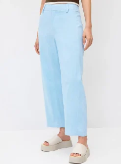Linen-blend barrel-leg dress pant