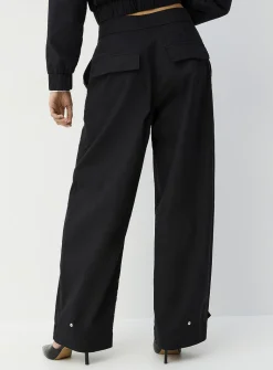 Linen-blend barrel-leg pant