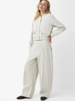 Linen-blend barrel-leg pant