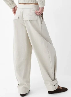 Linen-blend barrel-leg pant