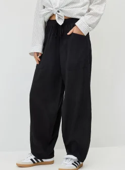 Linen-blend barrel-leg pant