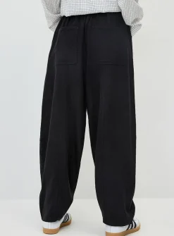 Linen-blend barrel-leg pant