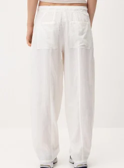 Linen-blend barrel-leg pant