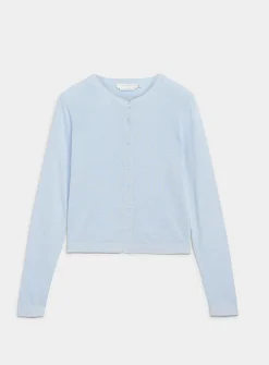 Linen-blend fine-knit cardigan