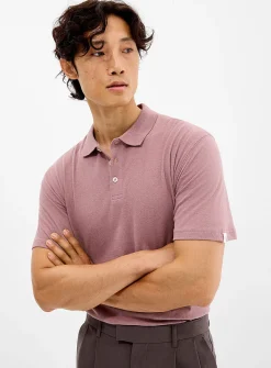 Linen-blend jersey polo