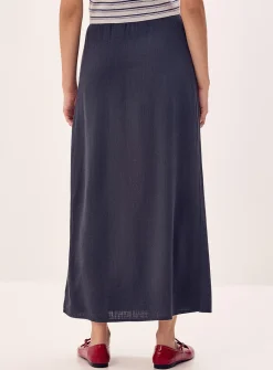 Linen-blend maxi skirt