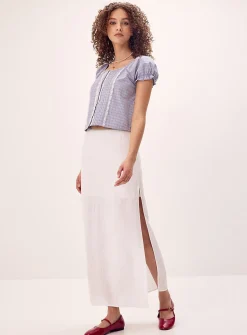 Linen-blend maxi skirt
