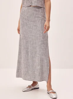 Linen-blend maxi skirt