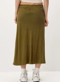 Linen blend midi skirt