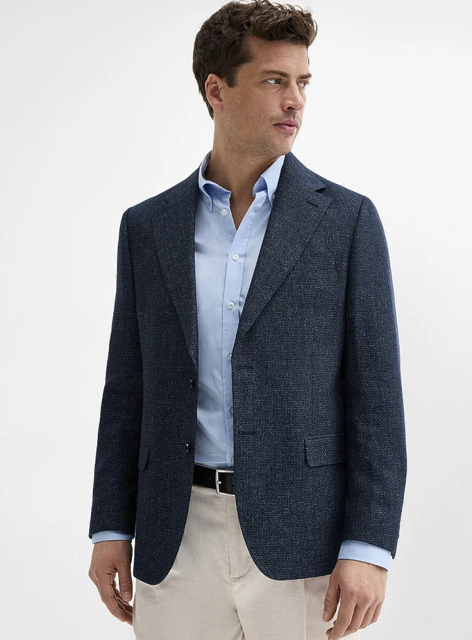 Linen-blend textured jacket