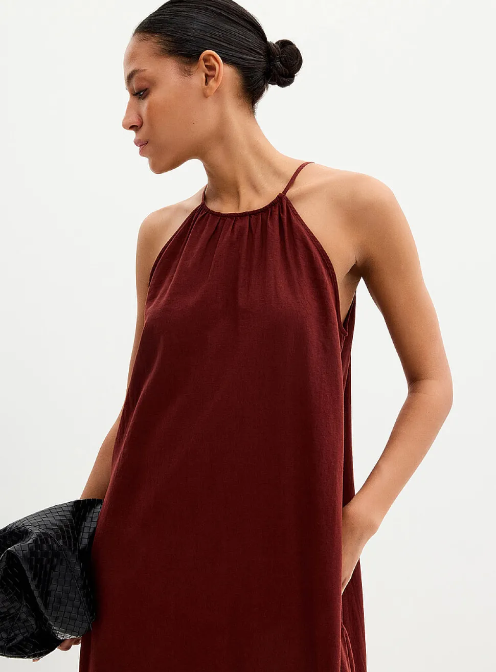 Linen-blend trapeze dress