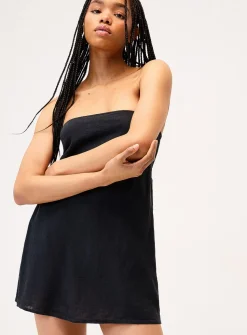 Linen blend tube minidress