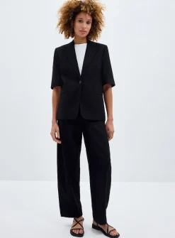 Linen-cotton short-sleeve blazer