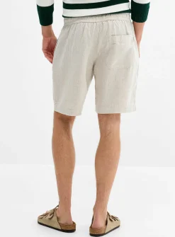 100% linen elastic-waist Bermudas