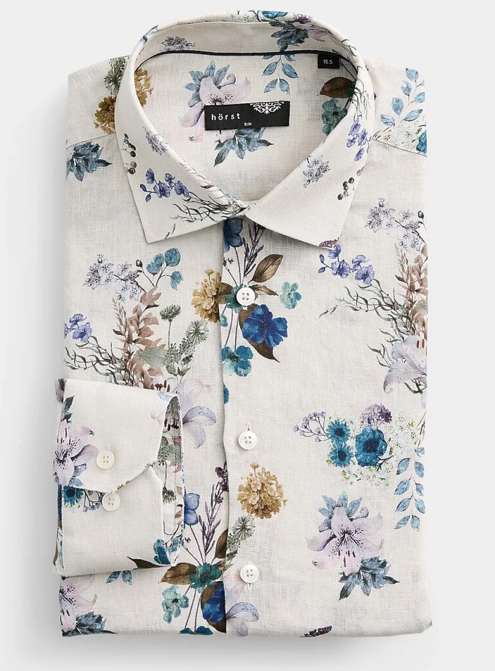 100% linen floral shirt