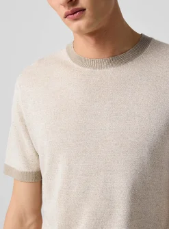 Linen-silk blend short-sleeve sweater