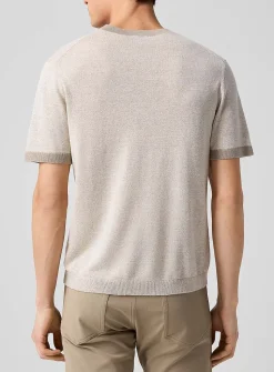 Linen-silk blend short-sleeve sweater