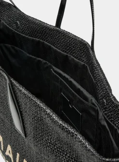 Logo faux-raffia tote bag