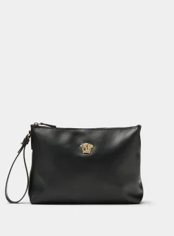 Logo leather clutch