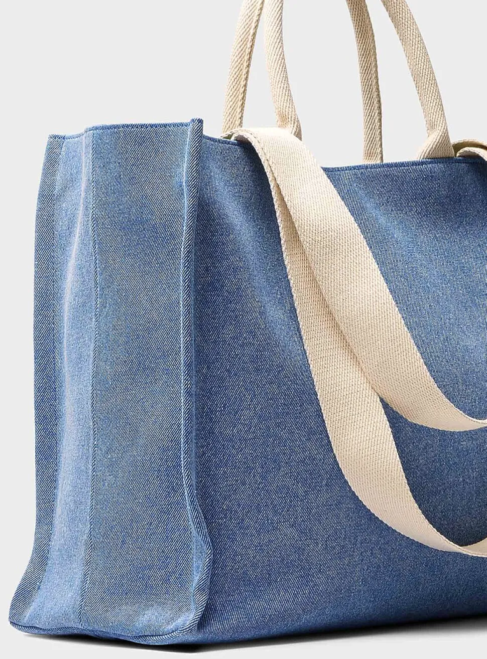 Logo small denim tote bag