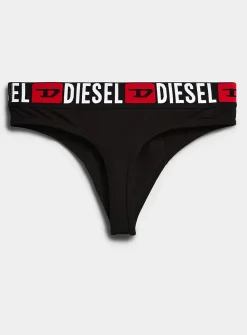 Logo-waist stretch thong