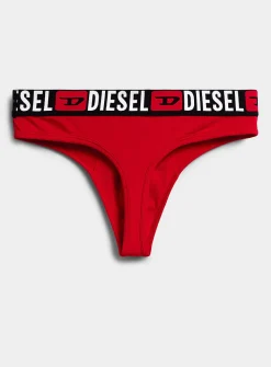 Logo-waist stretch thong