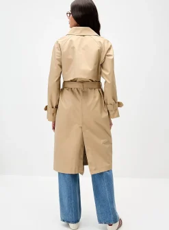 Long belted trench coat