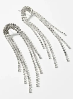 Long crystal-cascade earrings
