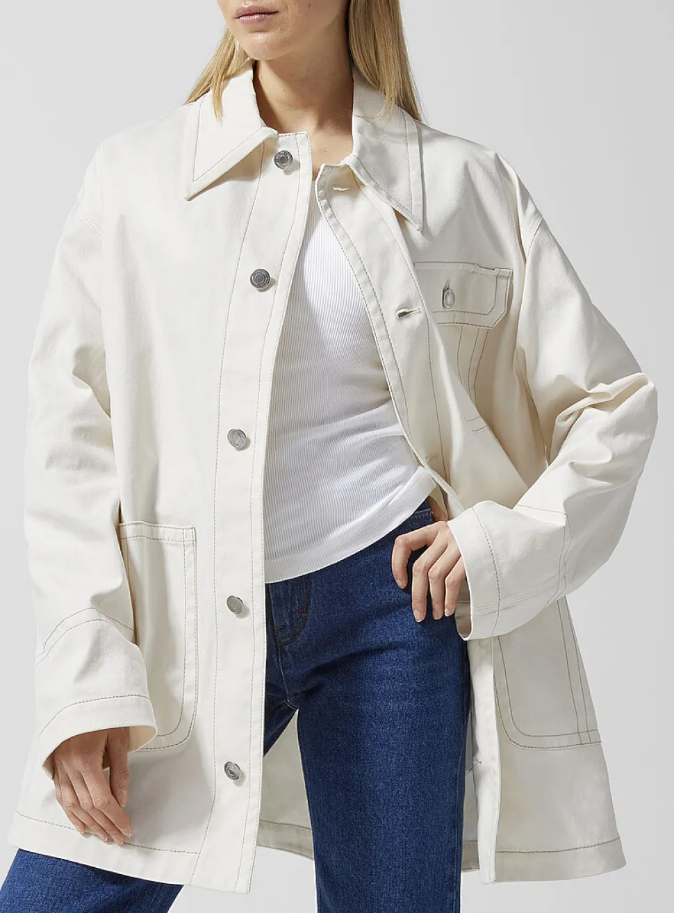 Long denim jacket