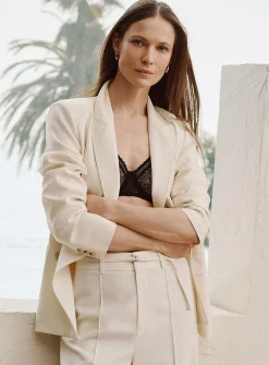 Long double-breasted blazer