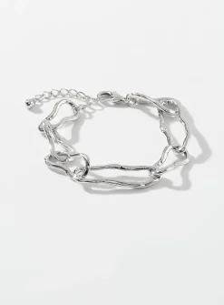 Long hammered oval-link bracelet
