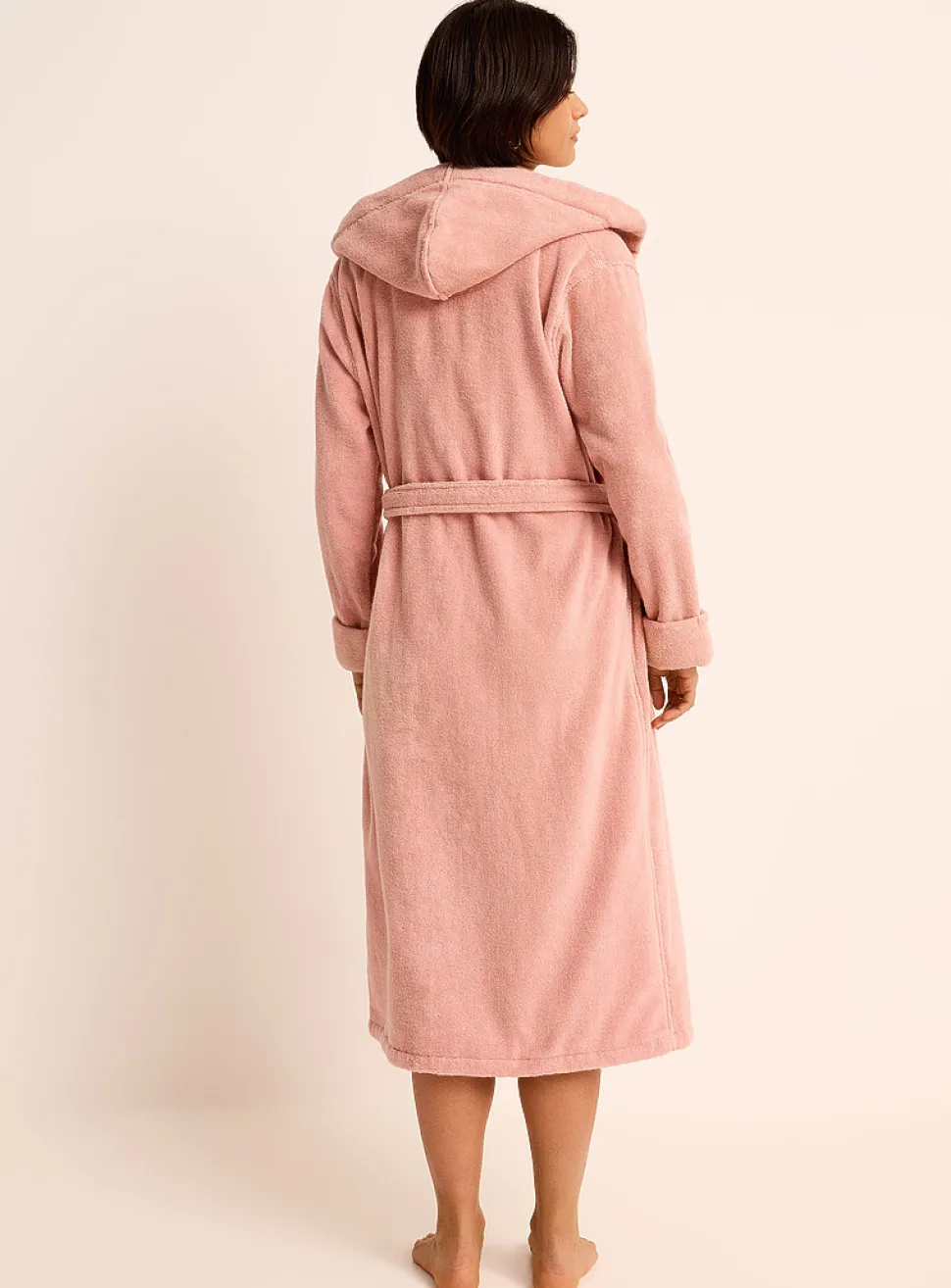 Long hooded terry robe