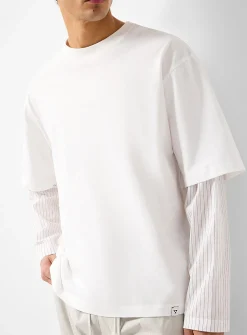 Long-sleeve faux-layered T-shirt