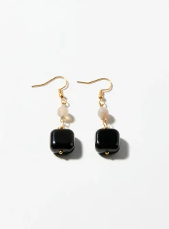 Long square stone earrings