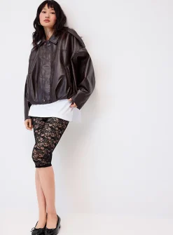 Loose fit faux-leather jacket
