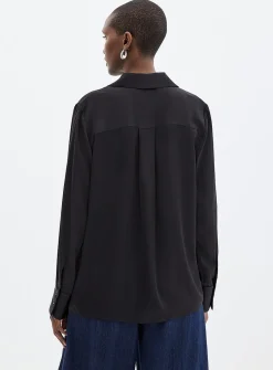 Loose fluid satin shirt