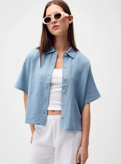 Loose linen blend shirt