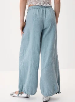 Loose organic cotton gauze jogger