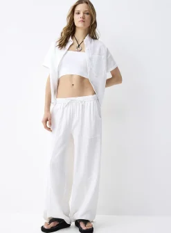Loose organic cotton gauze jogger