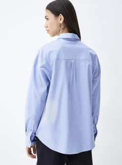 Loose plain poplin shirt