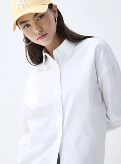 Loose plain poplin shirt