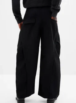 Loose sateen pleated pant