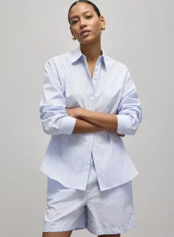 Loose striped lightweight poplin shirt