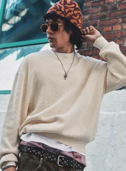 Loose waffle-knit sweater