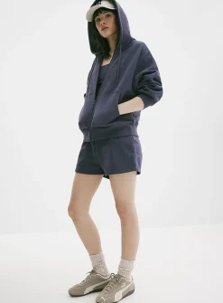 Loose zip fleece hoodie