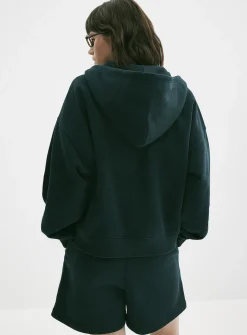 Loose zip fleece hoodie