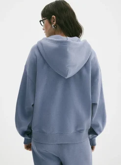 Loose zip fleece hoodie